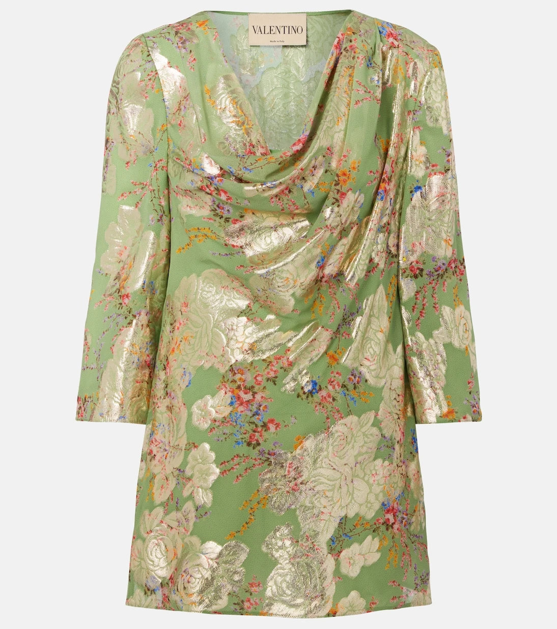 Valentino - Draped fil coupé silk-blend lamé blouse