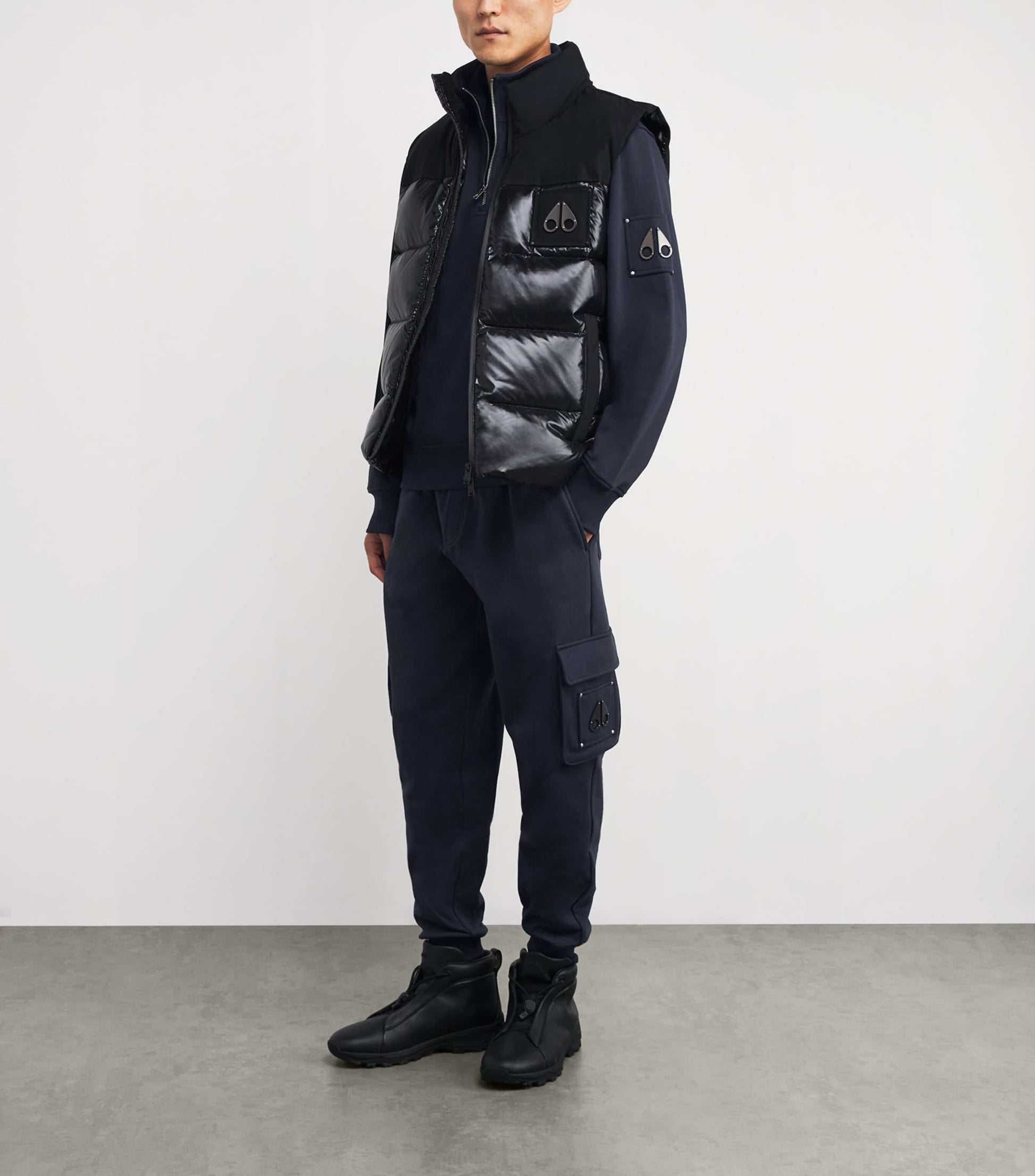 Moose Knuckles Navy Cotton Hartsfield Quarter-Zip Sweatshirt