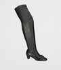 Valentino Garavani Black Leather Bowow Over-The-Knee Boots 45