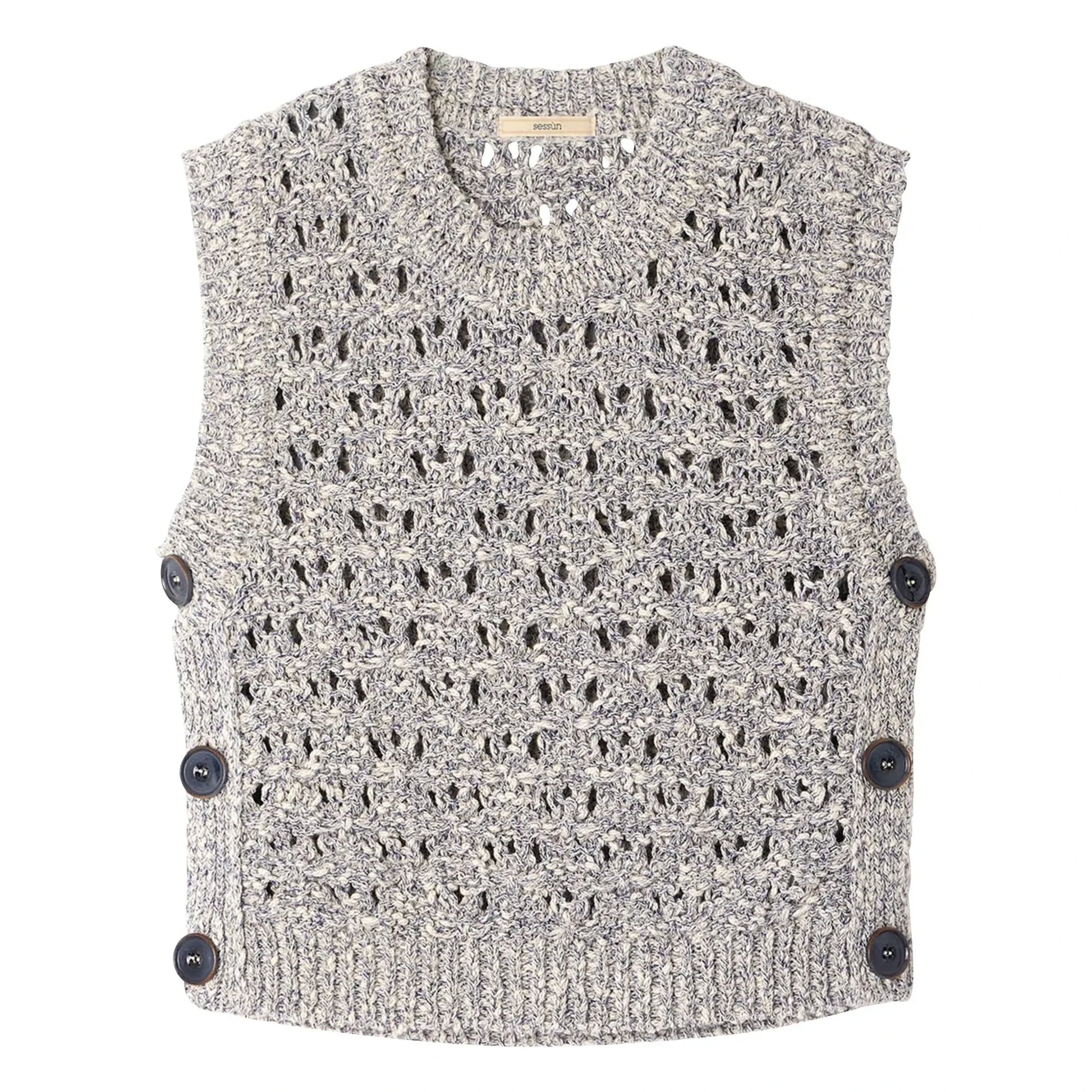 Sessùn - Maranhao Sleeveless Sweater | Grey blue