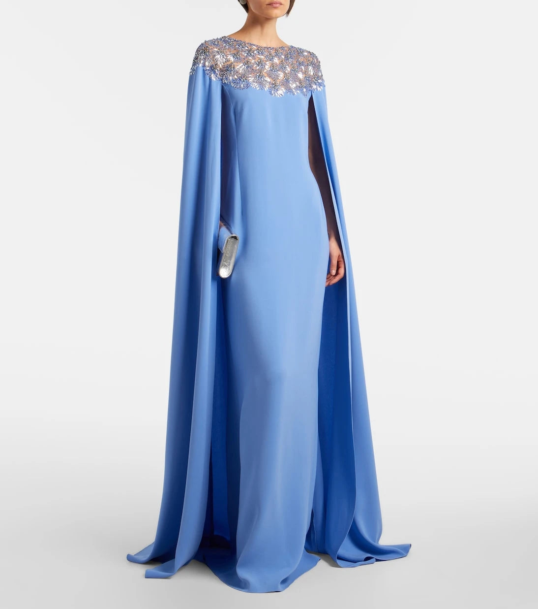 Oscar de la Renta - Embellished caped silk-blend gown