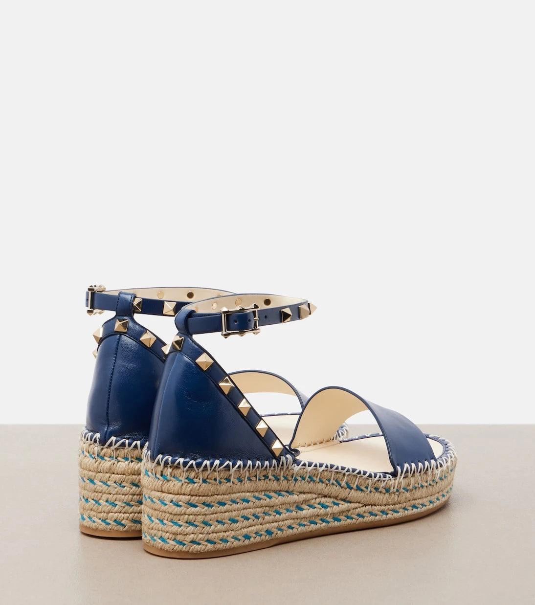 Valentino Garavani - Double Rockstud leather espadrille wedges