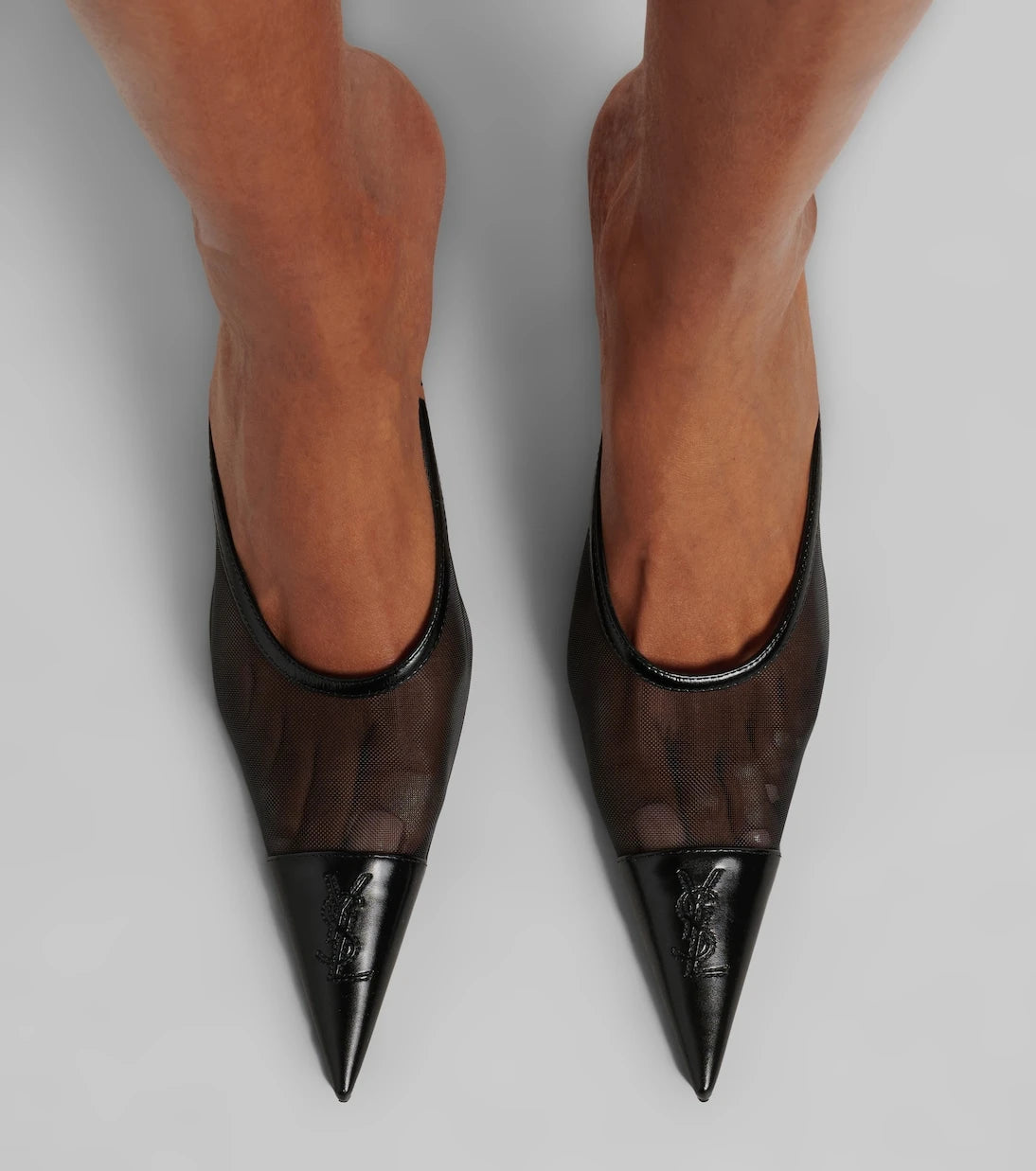 Saint Laurent - Renée mesh and leather mules