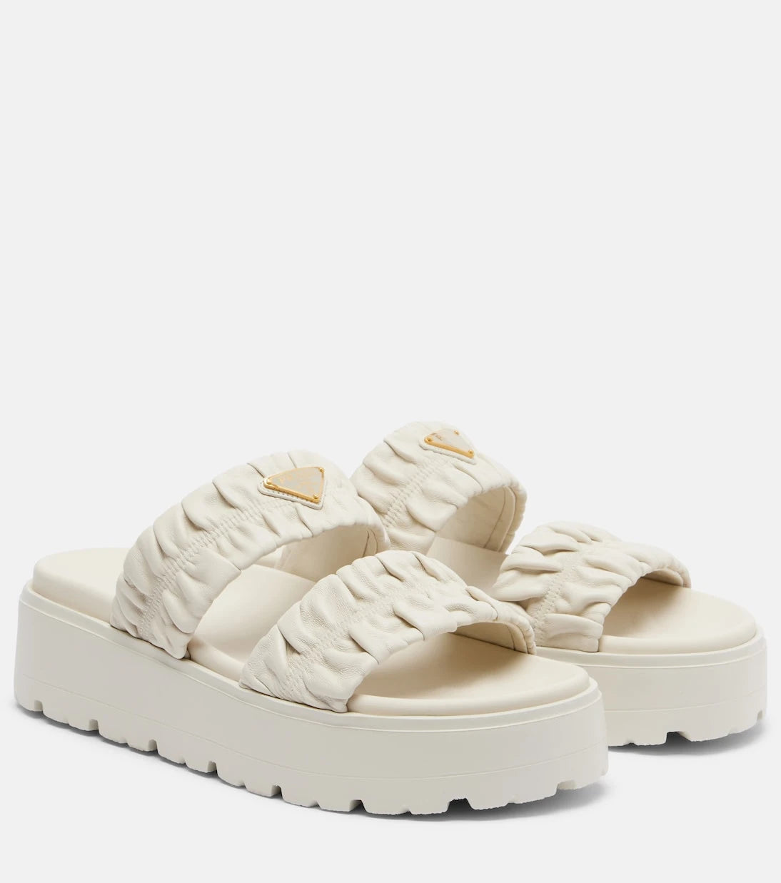 Prada - Matelassé leather platform sandals
