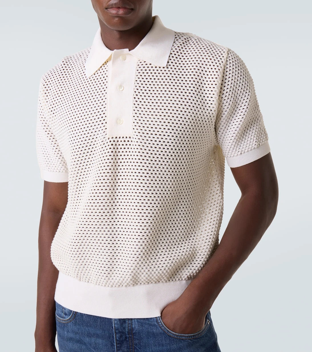 Givenchy - Open-knit cotton-blend polo shirt