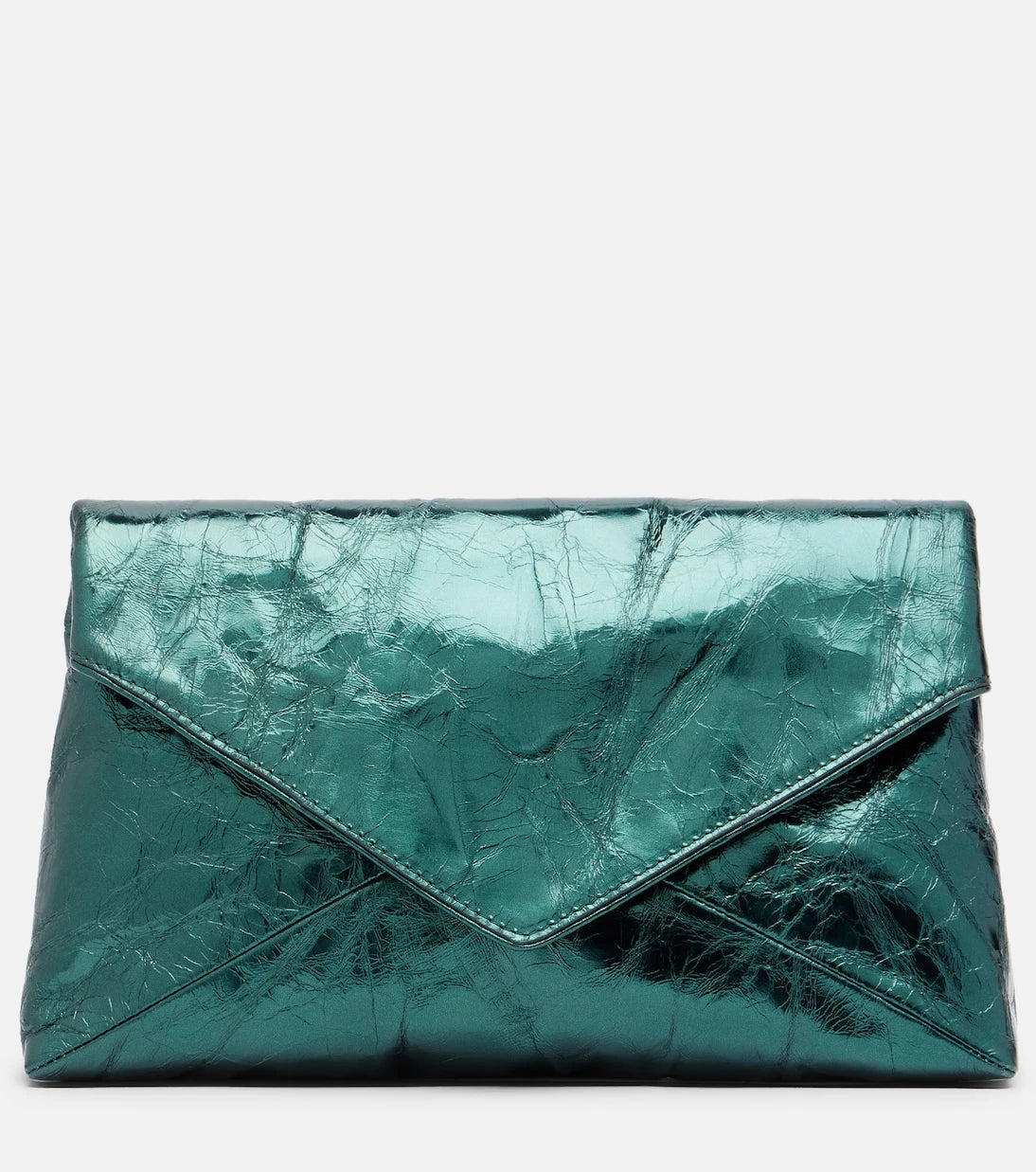Dries Van Noten - Medium metallic leather clutch