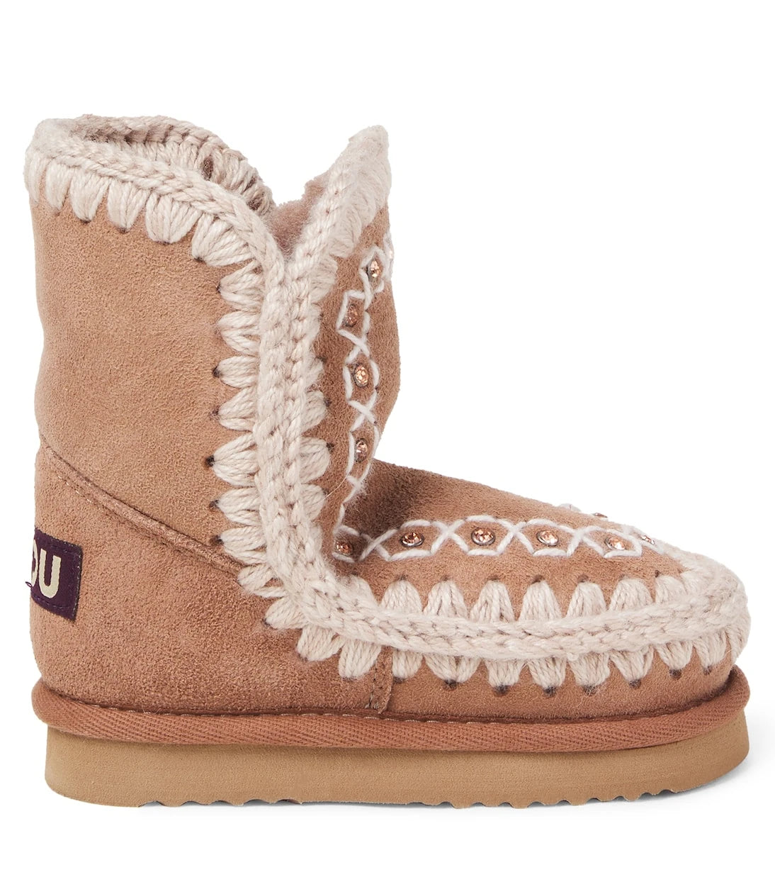Mou Kids - Embroidered shearling-lined suede boots