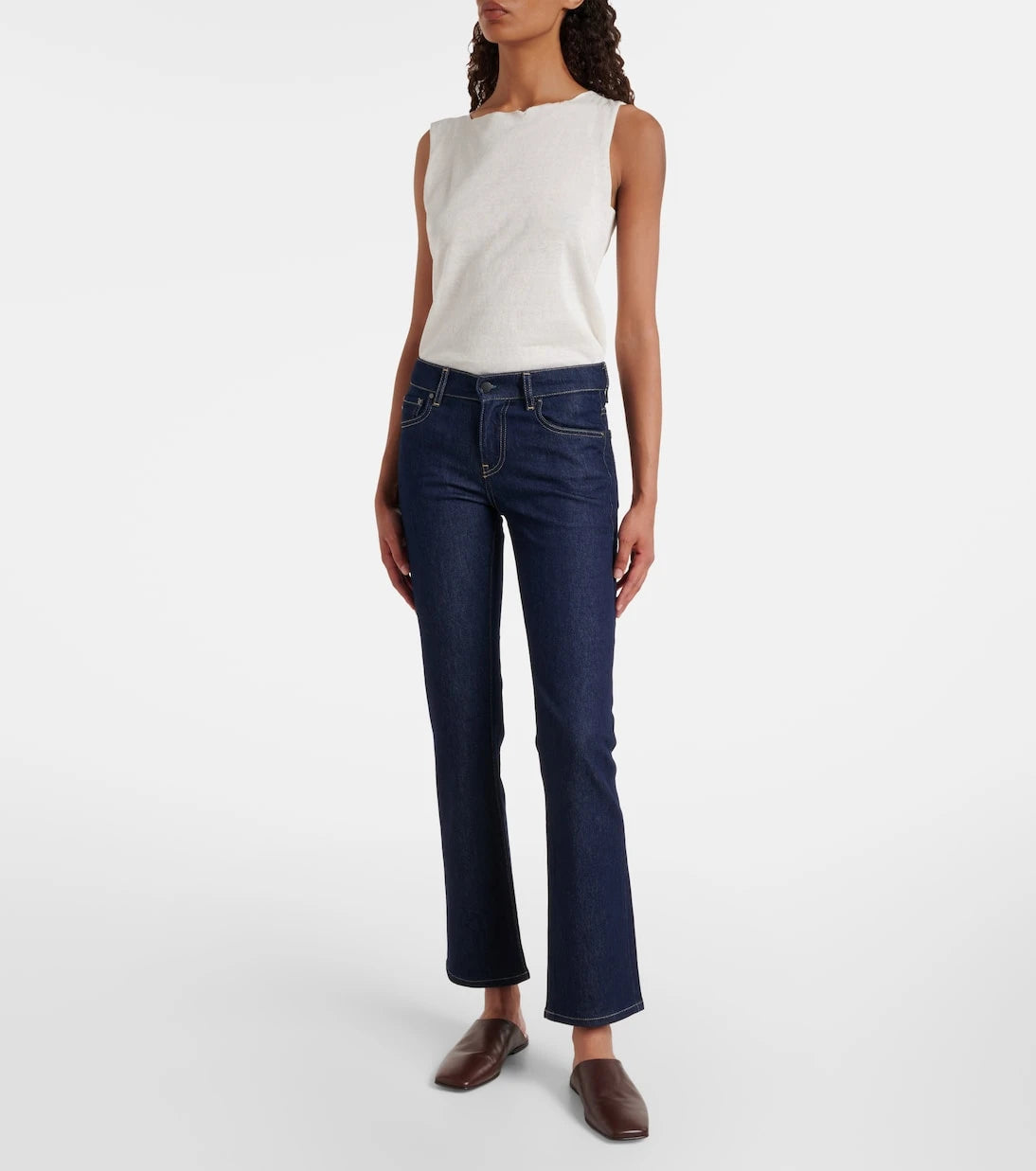 AG Jeans - بنطلون جينز كولون بقصة مستقيمة وخصر متوسط الارتفاع