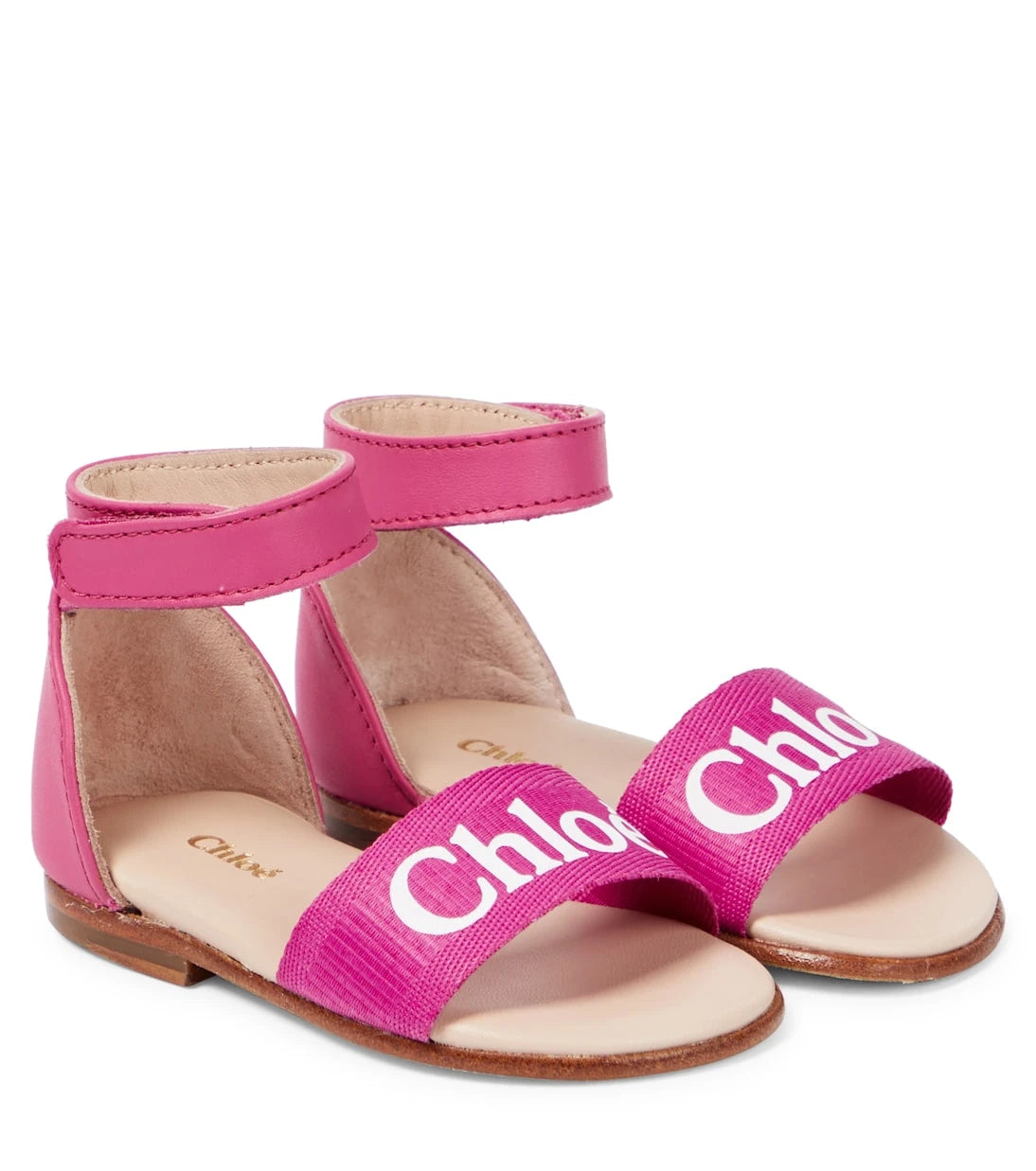 Chloé Kids - Baby logo leather and canvas sandals