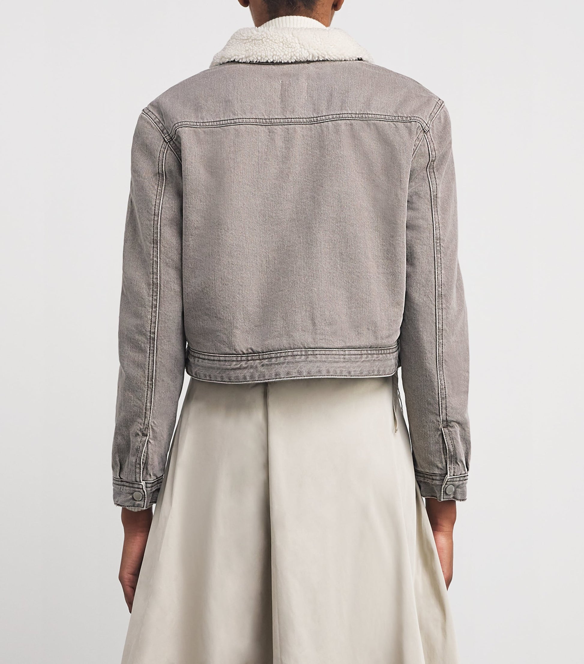 Claudie Pierlot White Fleece-Lined Denim Jacket