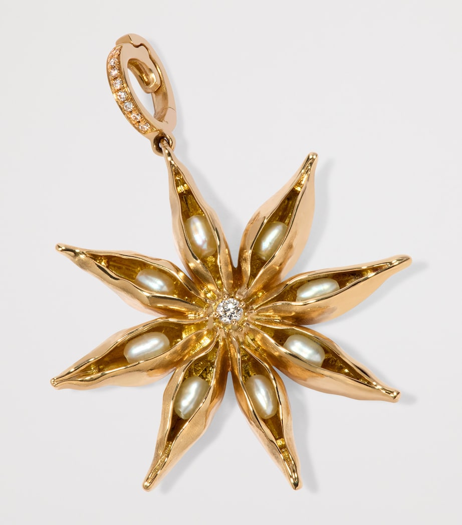 Yellow Gold and Diamond Mythology Star Anise Charm Pendant