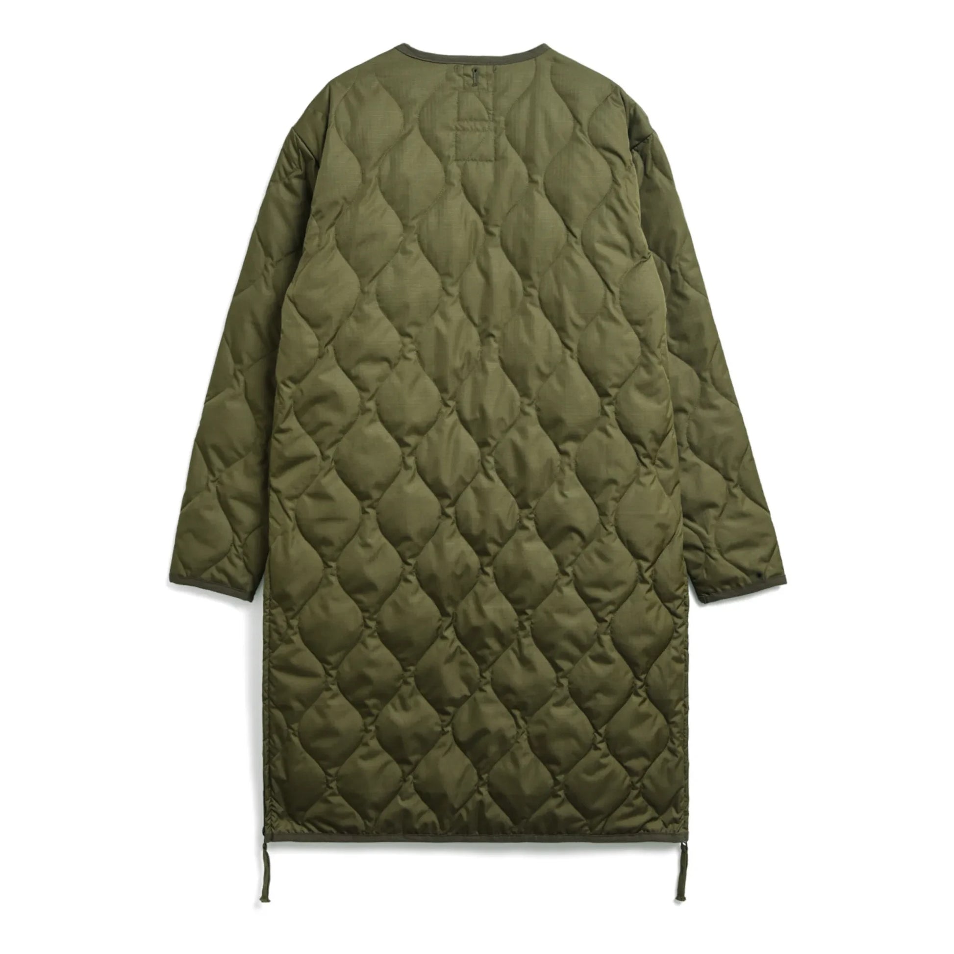 Taion - Military Unisex Long Zip Quilted Jacket | Olive green