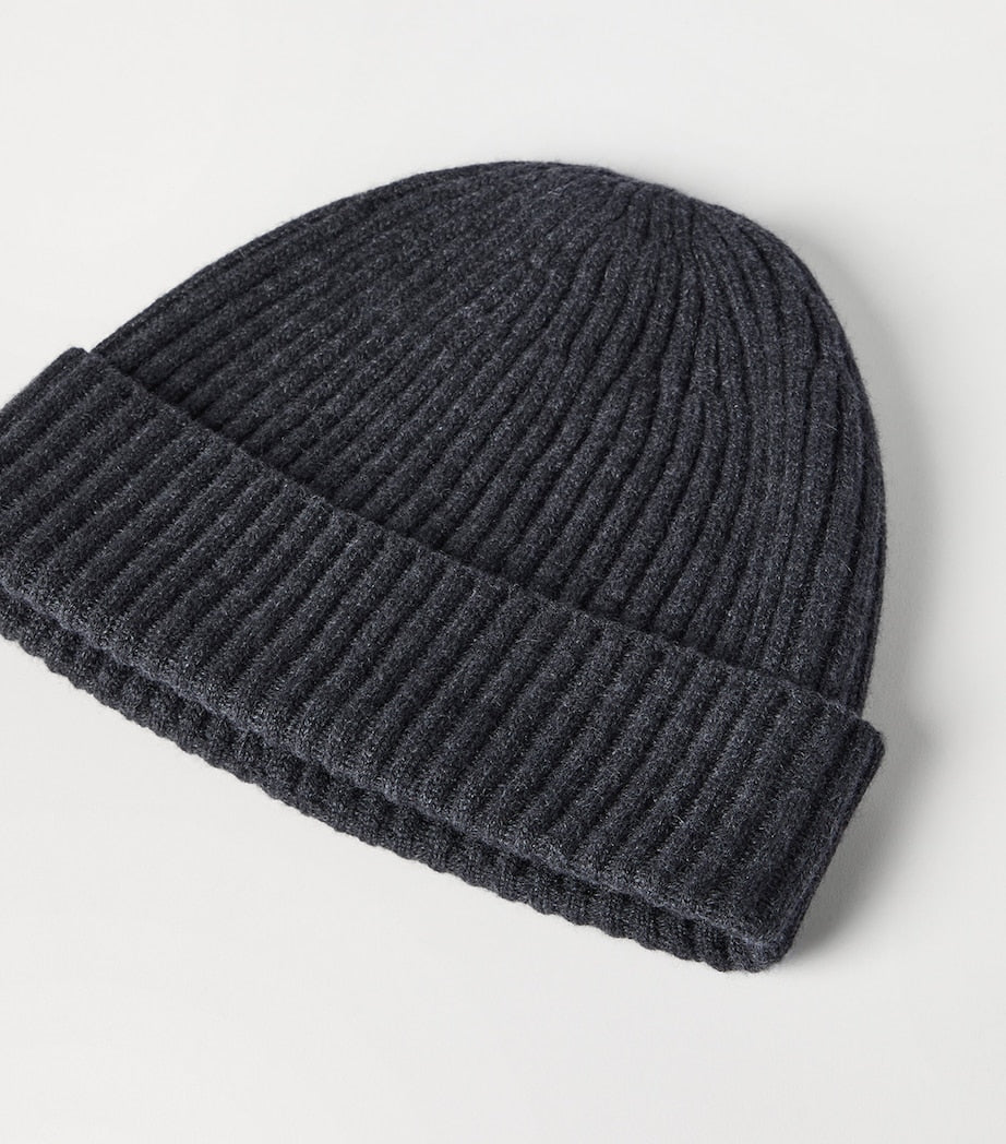 Cashmere Rib Knit Beanie