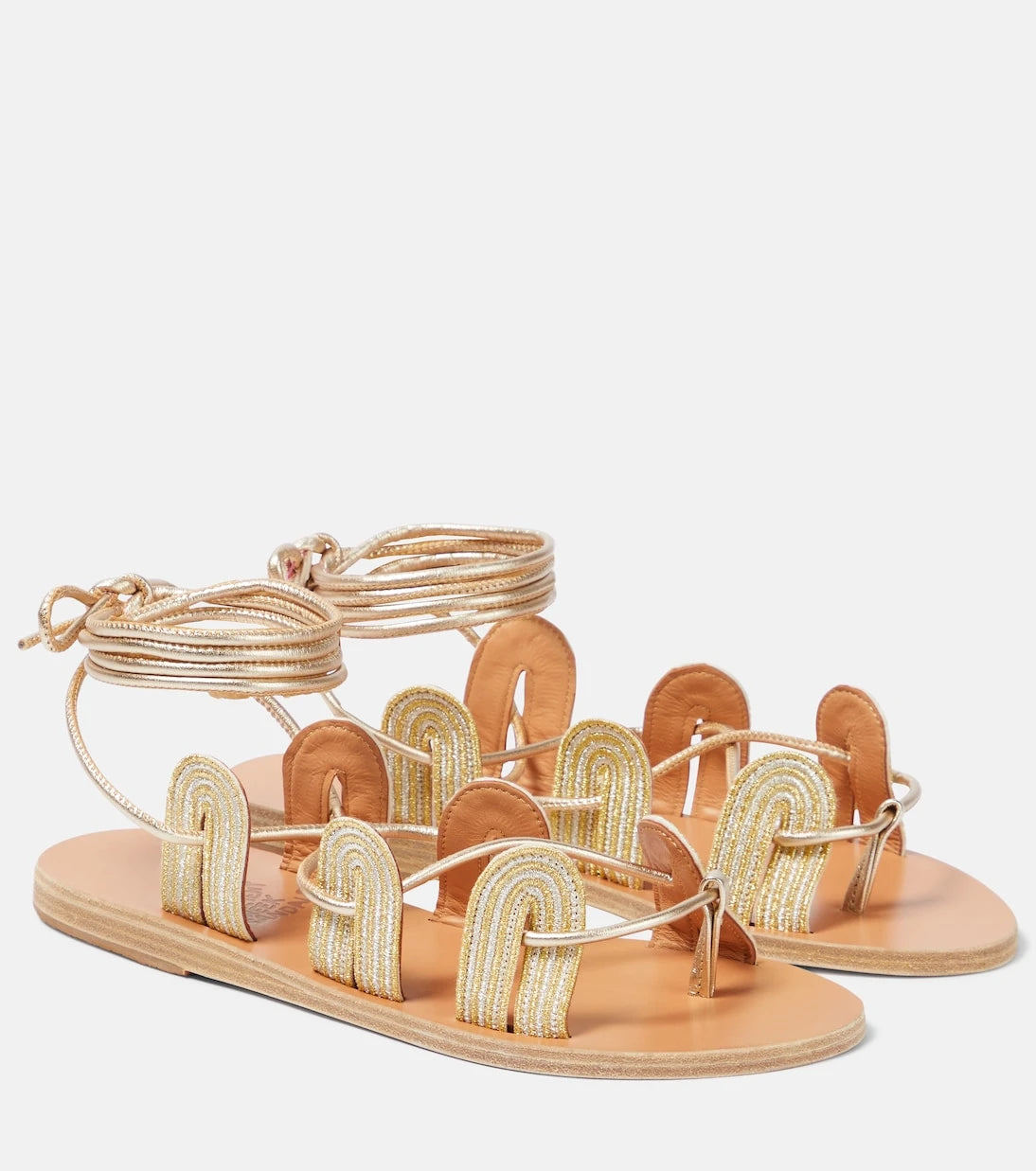 Ancient Greek Sandals - Aristides metallic leather sandals