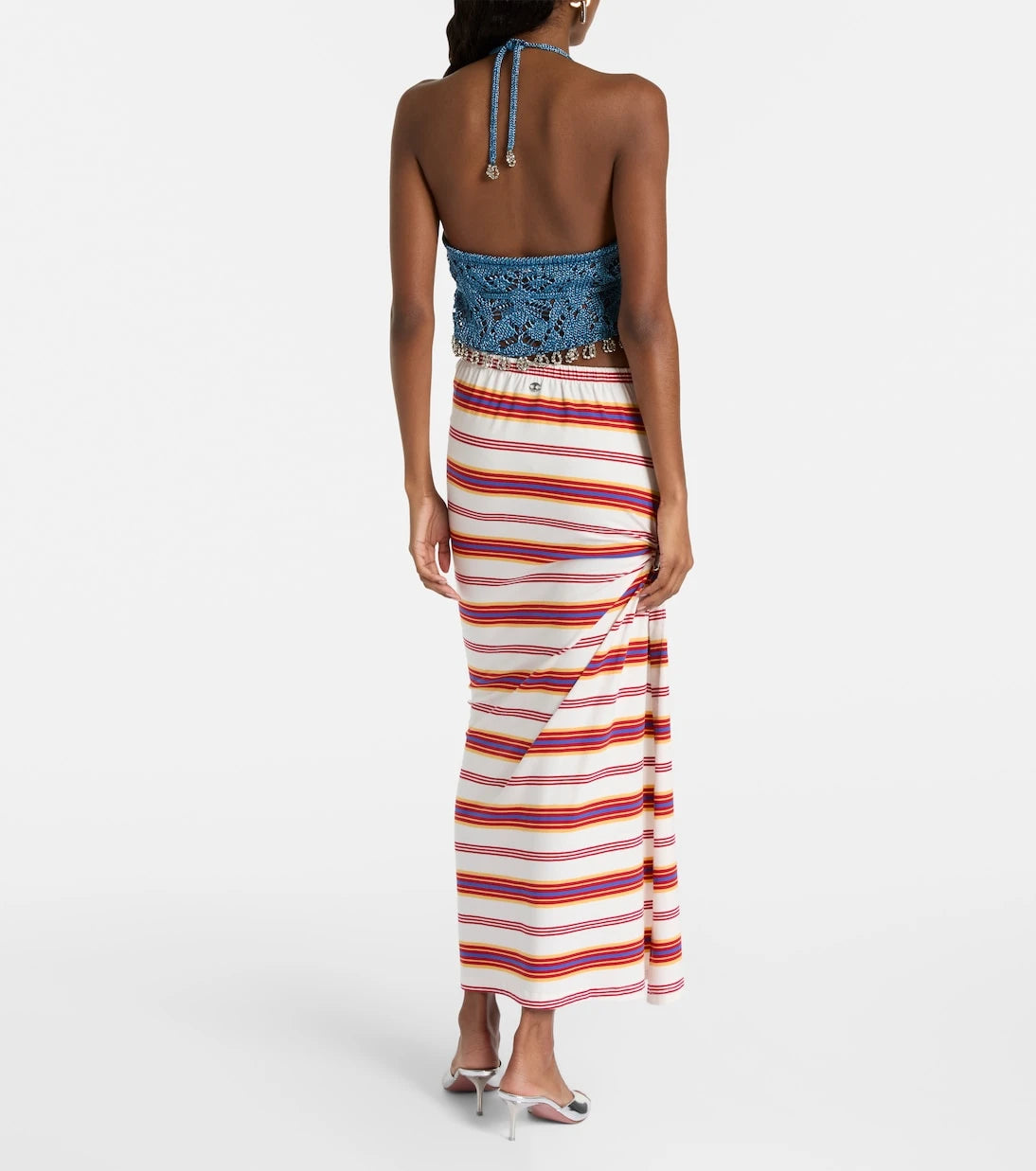 Rabanne - Crochet embellished lamé crop top