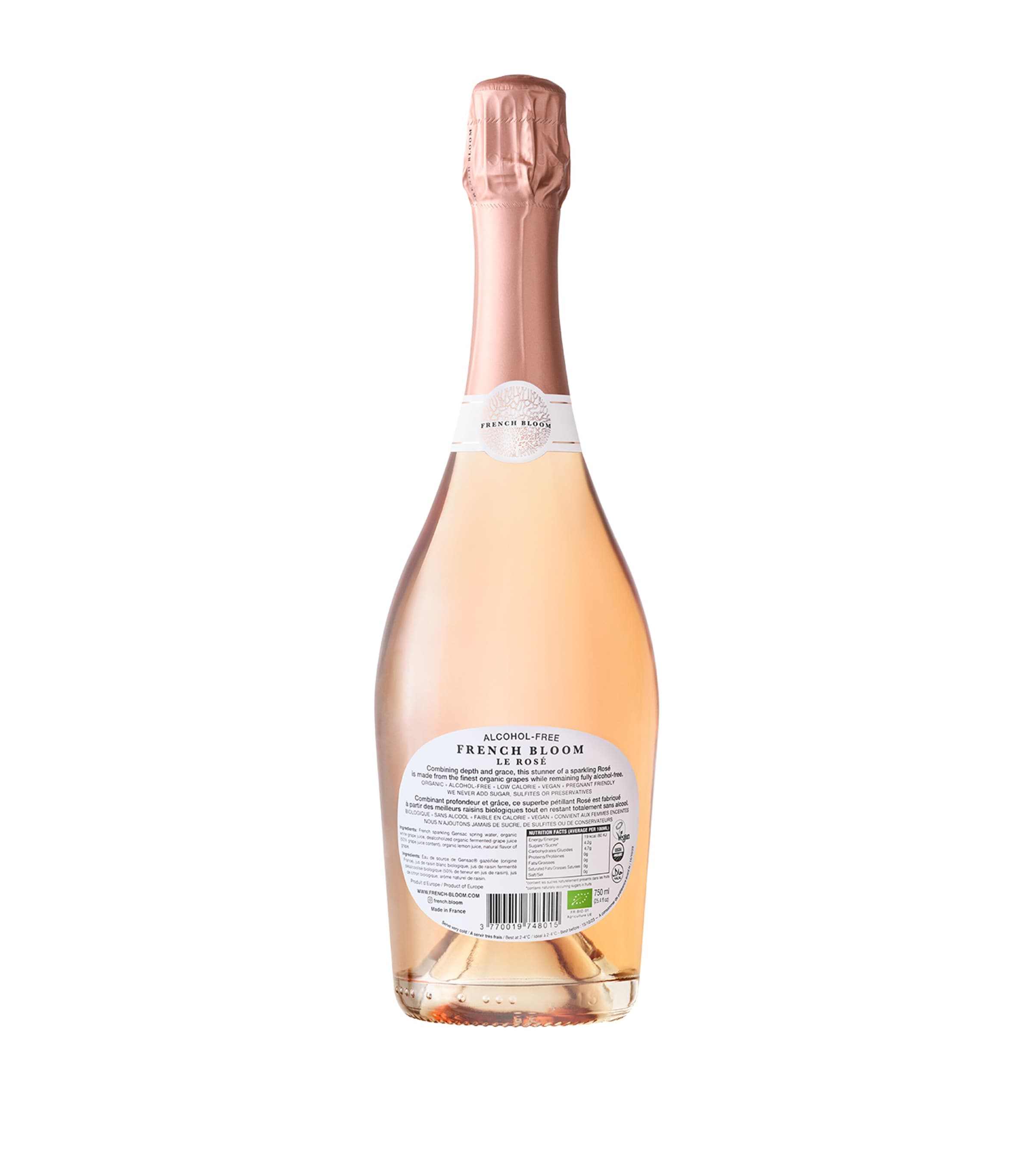 French Bloom Le Rosé Alcohol-Free Sparkling Rosé Wine (75cl) - Languedoc Roussillon, France