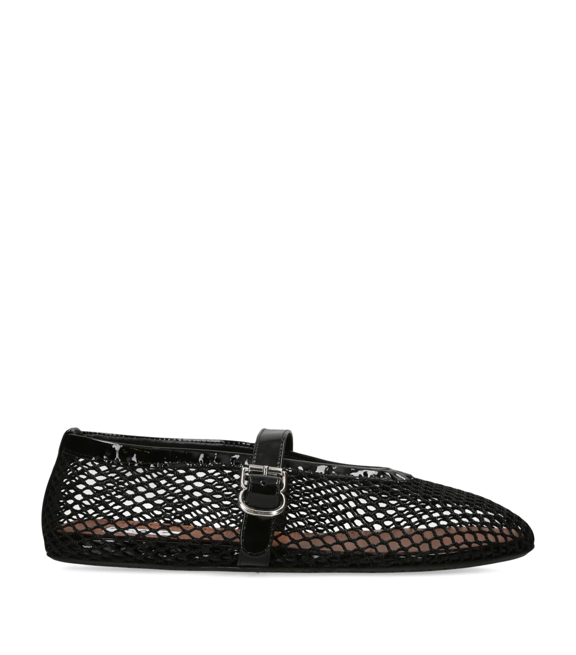 Alaïa Black Leather Mesh Ballet Flats