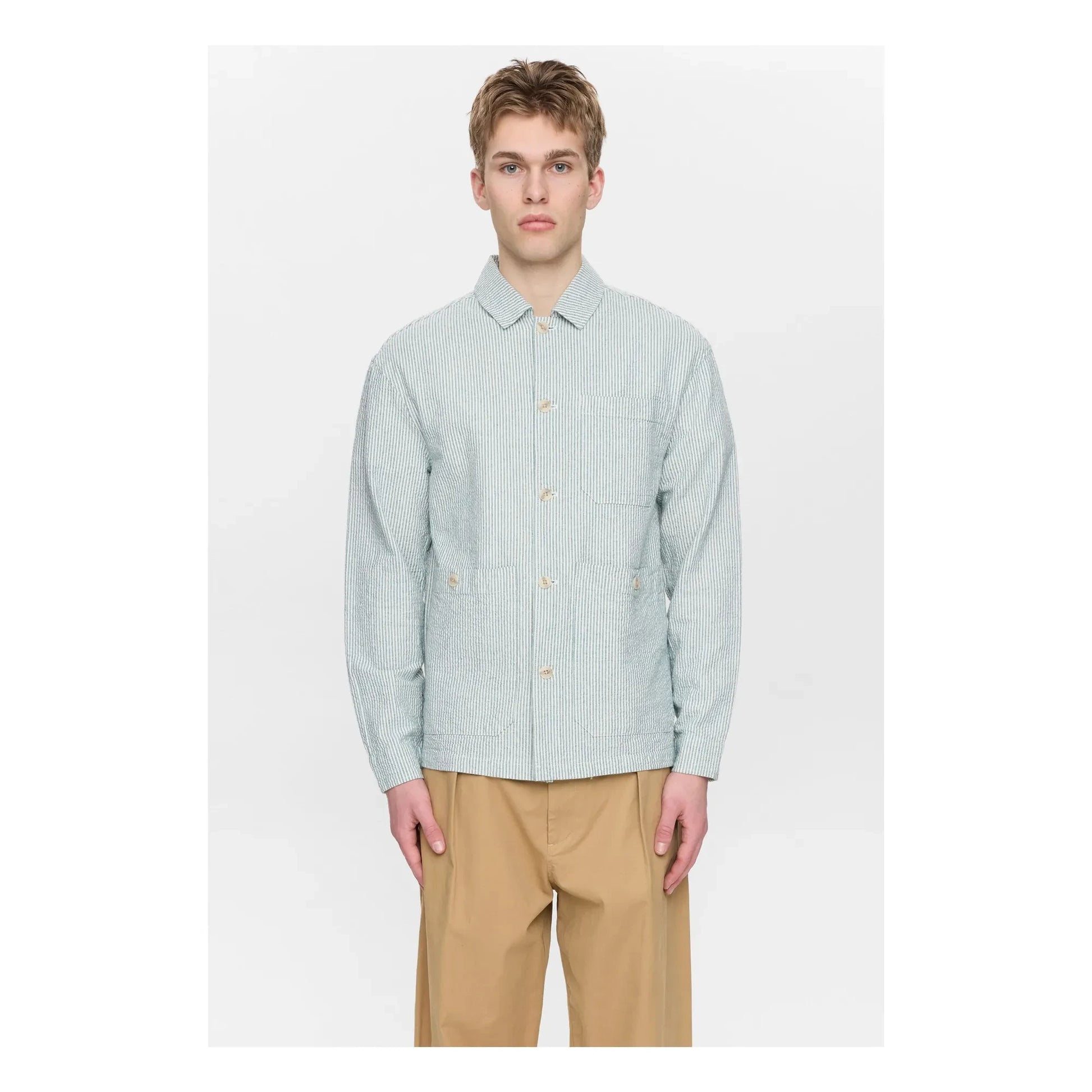 Anerkjendt - Akodin striped overshirt | Light grey