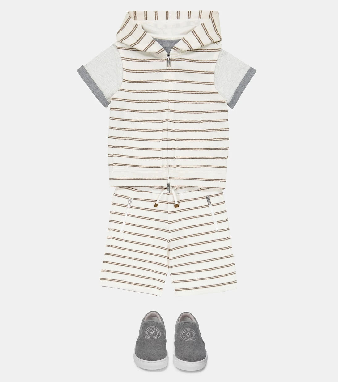 Brunello Cucinelli Kids - Hooded striped cotton vest