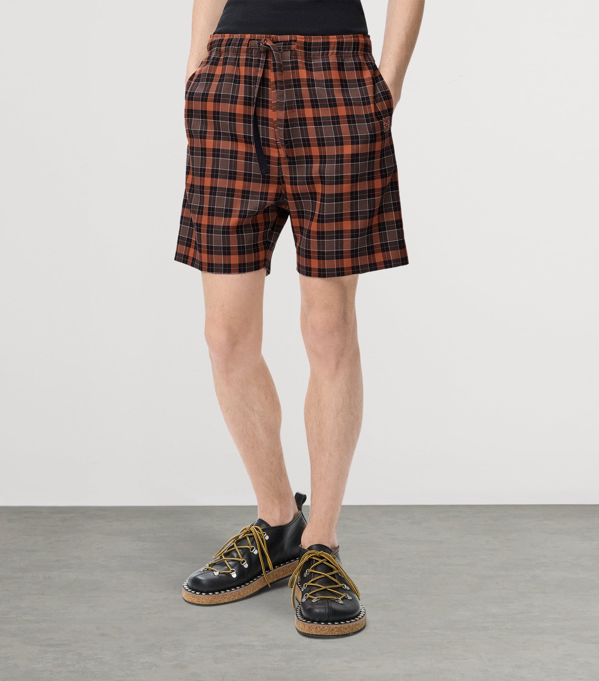 Check Drawstring Shorts