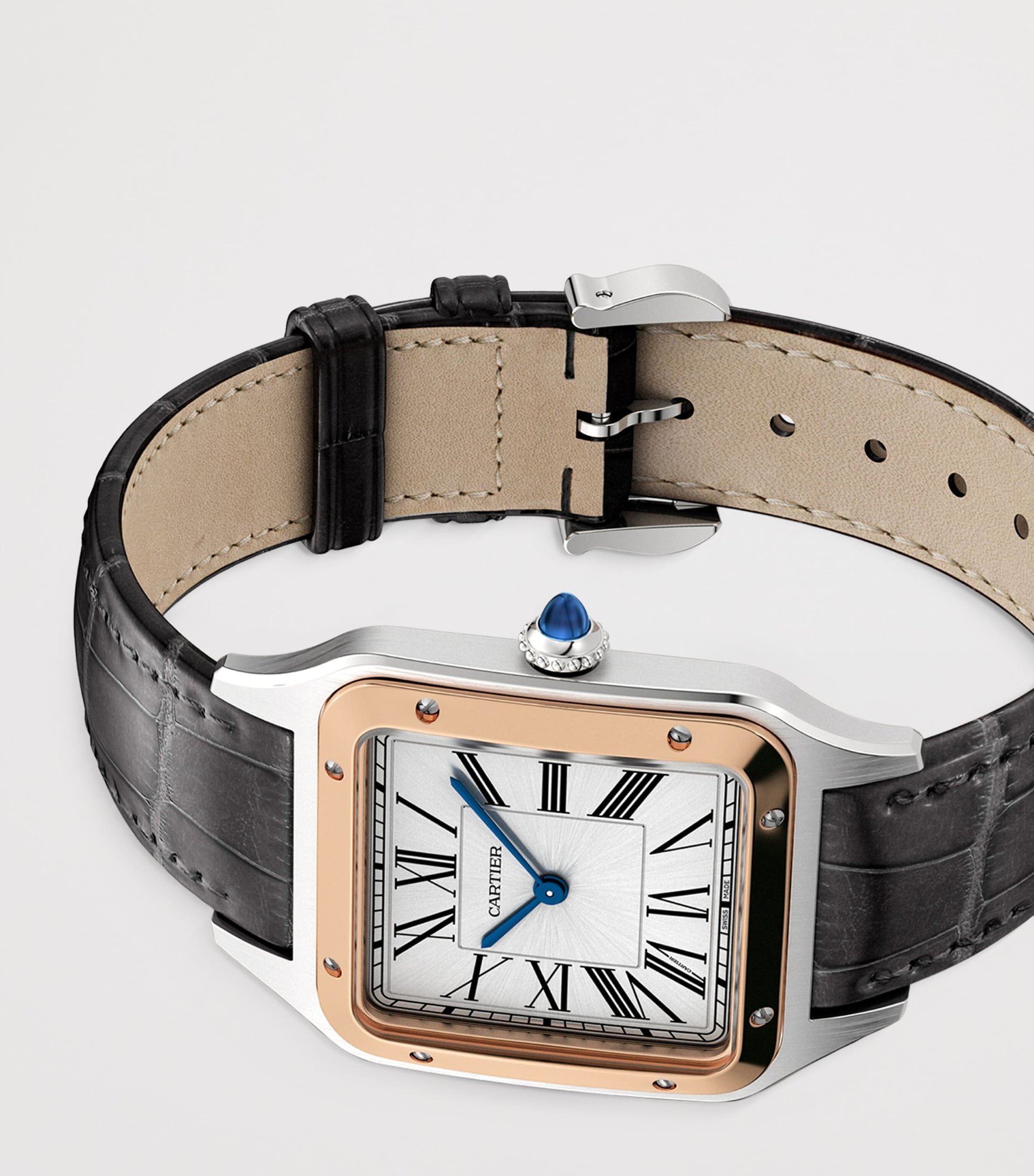 Large Rose Gold and Sapphire Santos-Dumont Watch 31.4mm