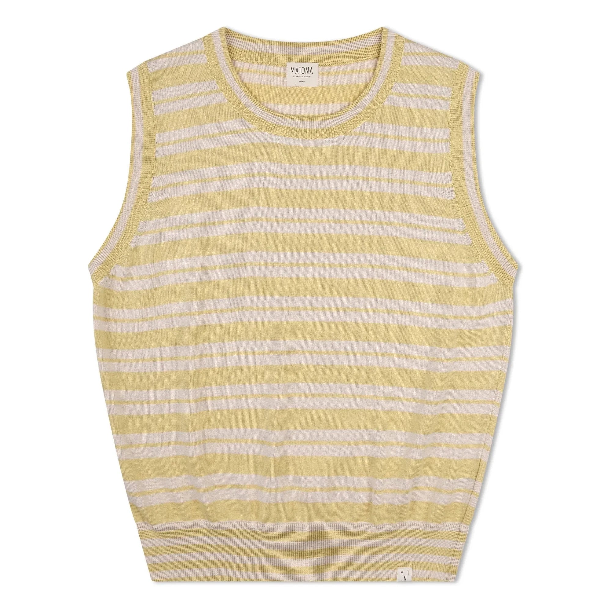 Matona - Organic cotton striped fine knit tank top | Pale yellow