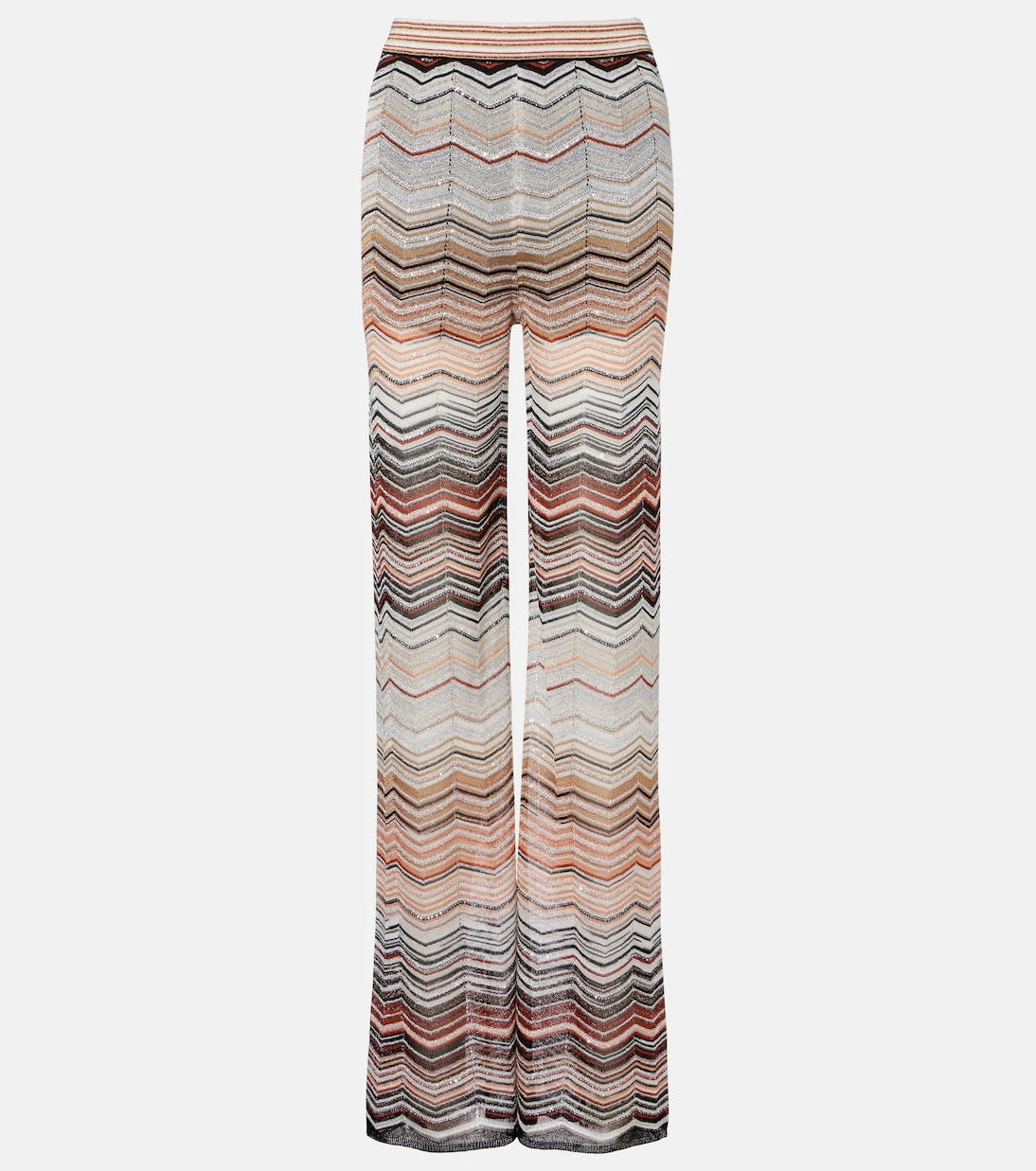Missoni - بنطال واسع الساقين بنسيج لاميه مخطط متعرج