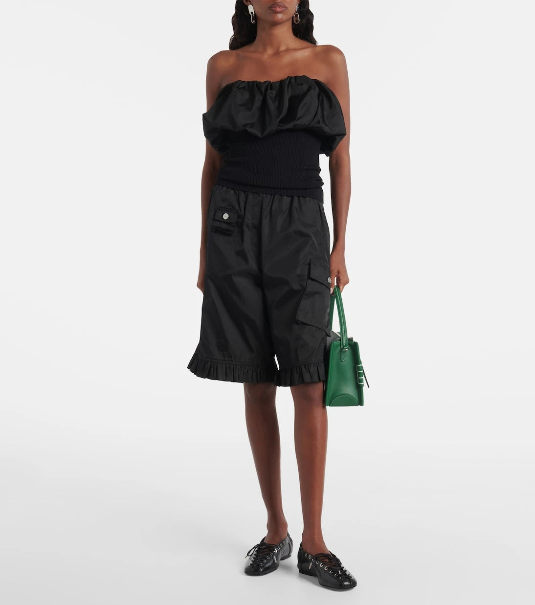 Ganni - Ruffled cargo shorts