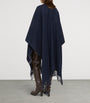 Blue Wool-Cashmere Reversible Cape