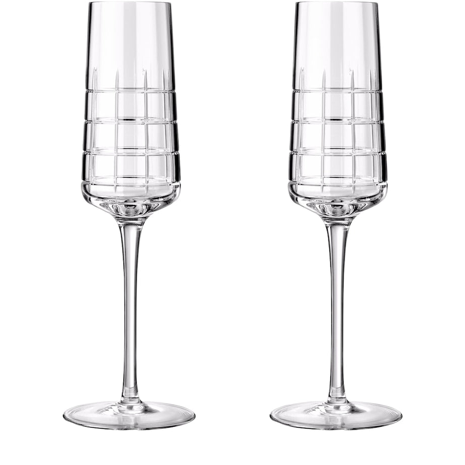 Set of 2 Graphik Crystal Champagne Flutes (170ml)