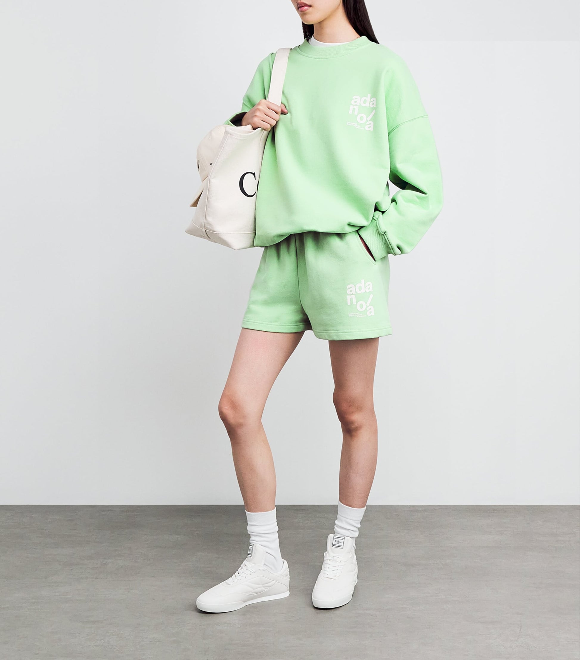 Green Cotton Logo Sweatshorts