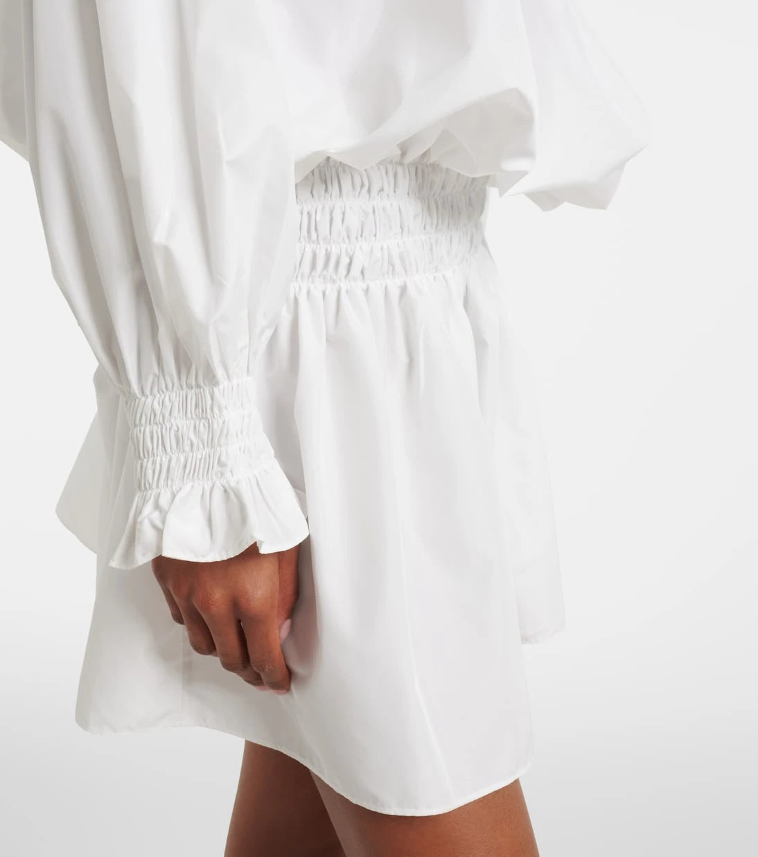 Norma Kamali - Off-shoulder smocked jersey minidress