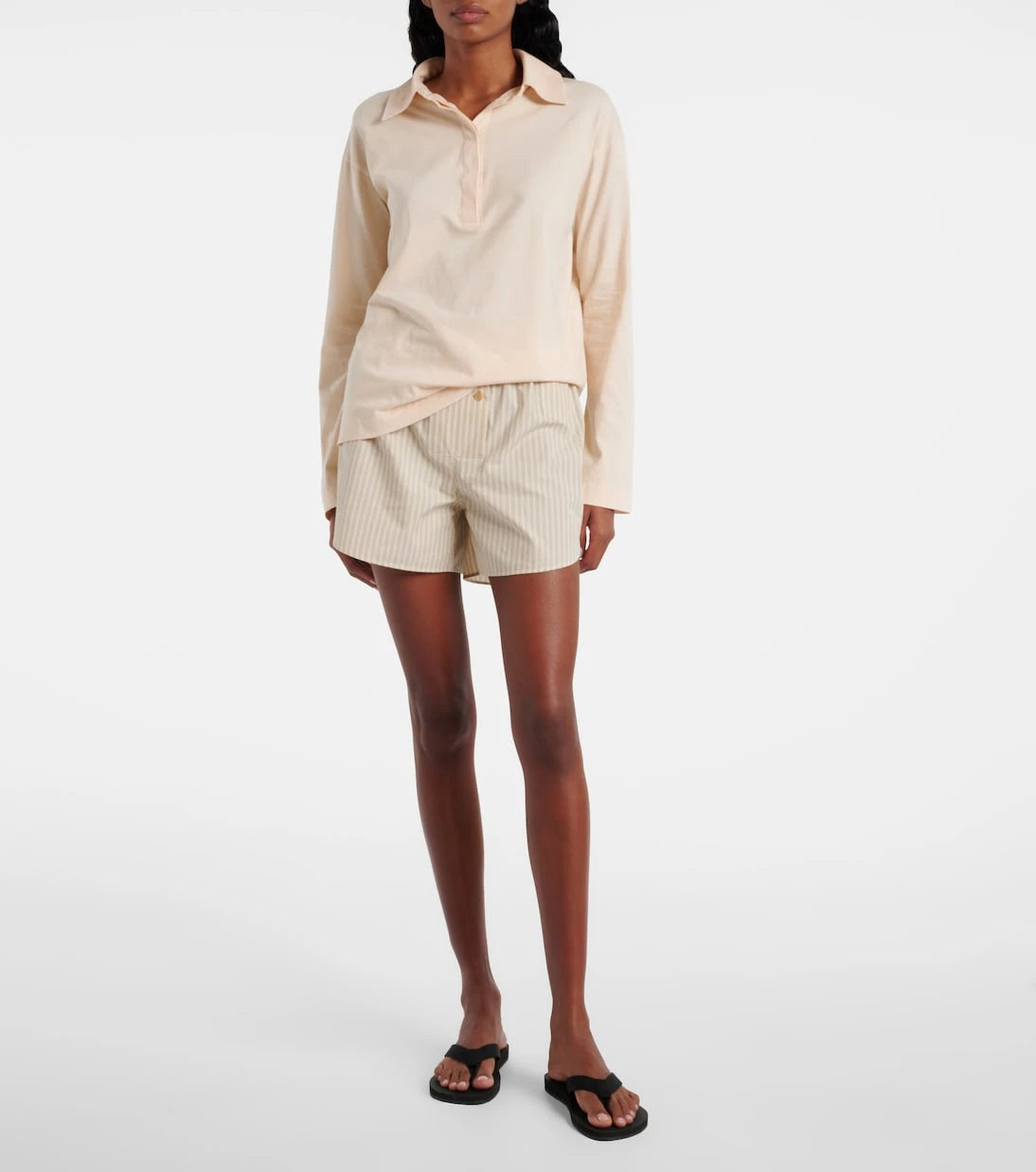 The Row - Nicasia striped cotton poplin shorts