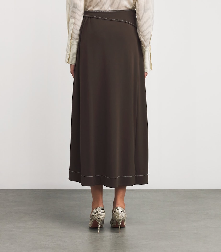 Tory Burch Brown Jersey Belted Maxi Skirt