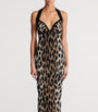 Balmain Brown Leopard Jacquard Midi Dress