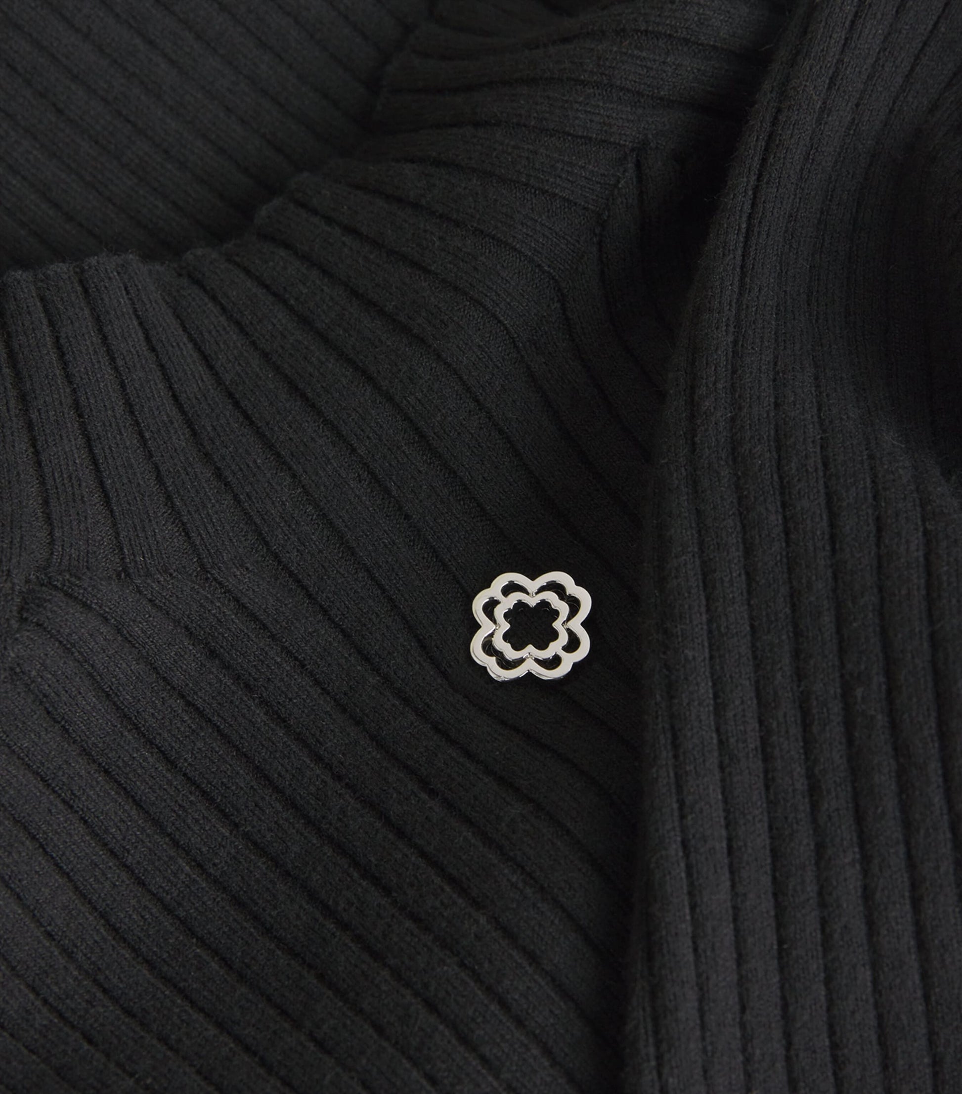 Maje Black Ribbed High-Neck Top