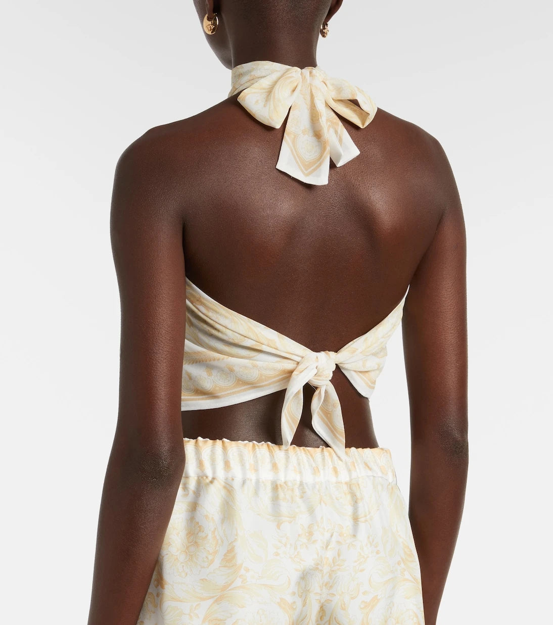 Versace - Printed halterneck georgette top