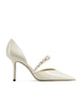 Jimmy Choo White Aurelie 85 Patent Pumps