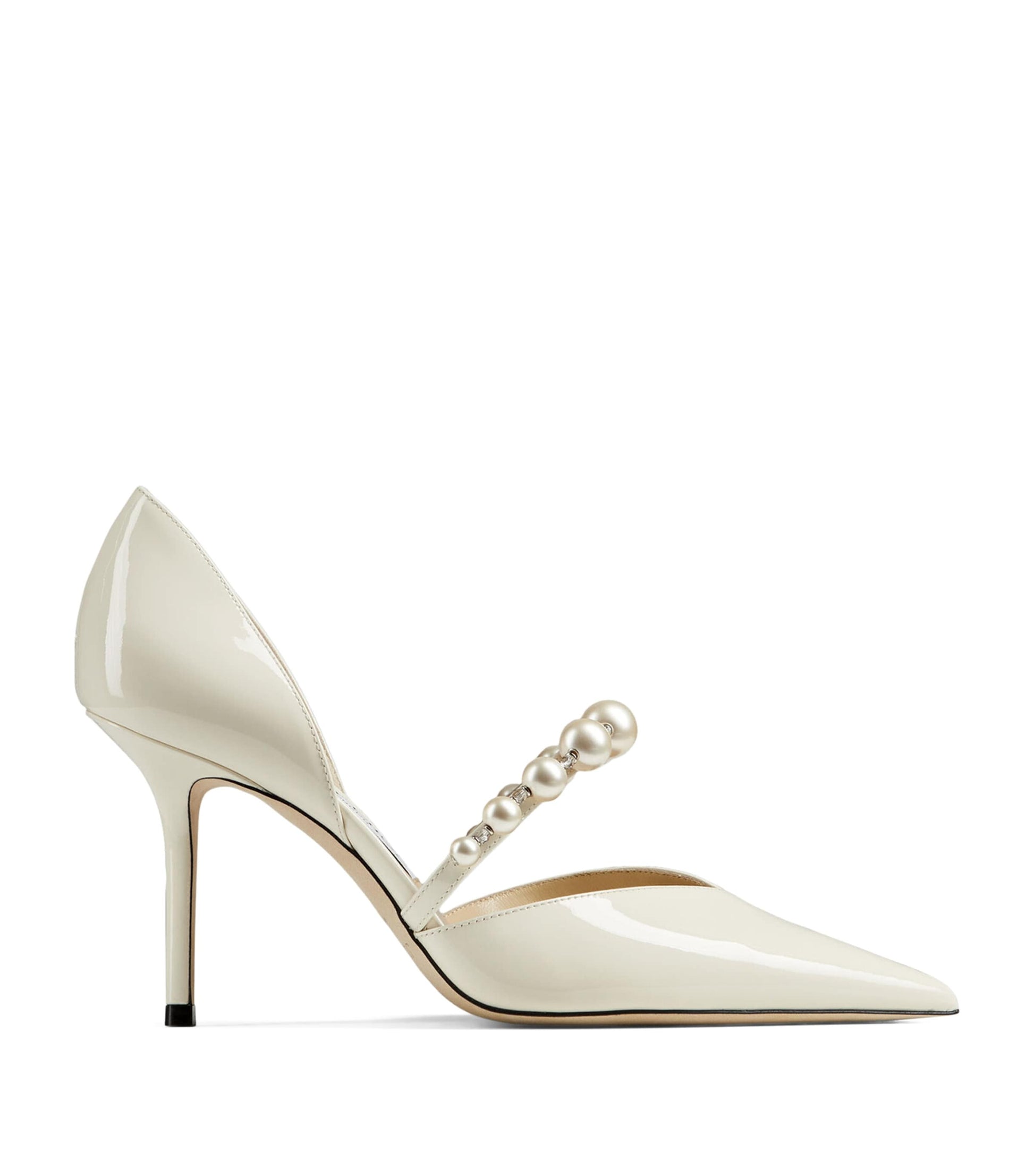 Jimmy Choo White Aurelie 85 Patent Pumps