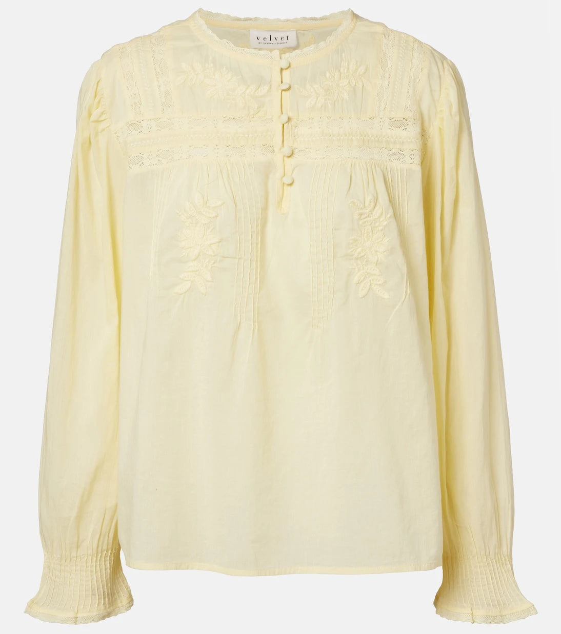 Velvet - Byrdie lace-trimmed cotton blouse