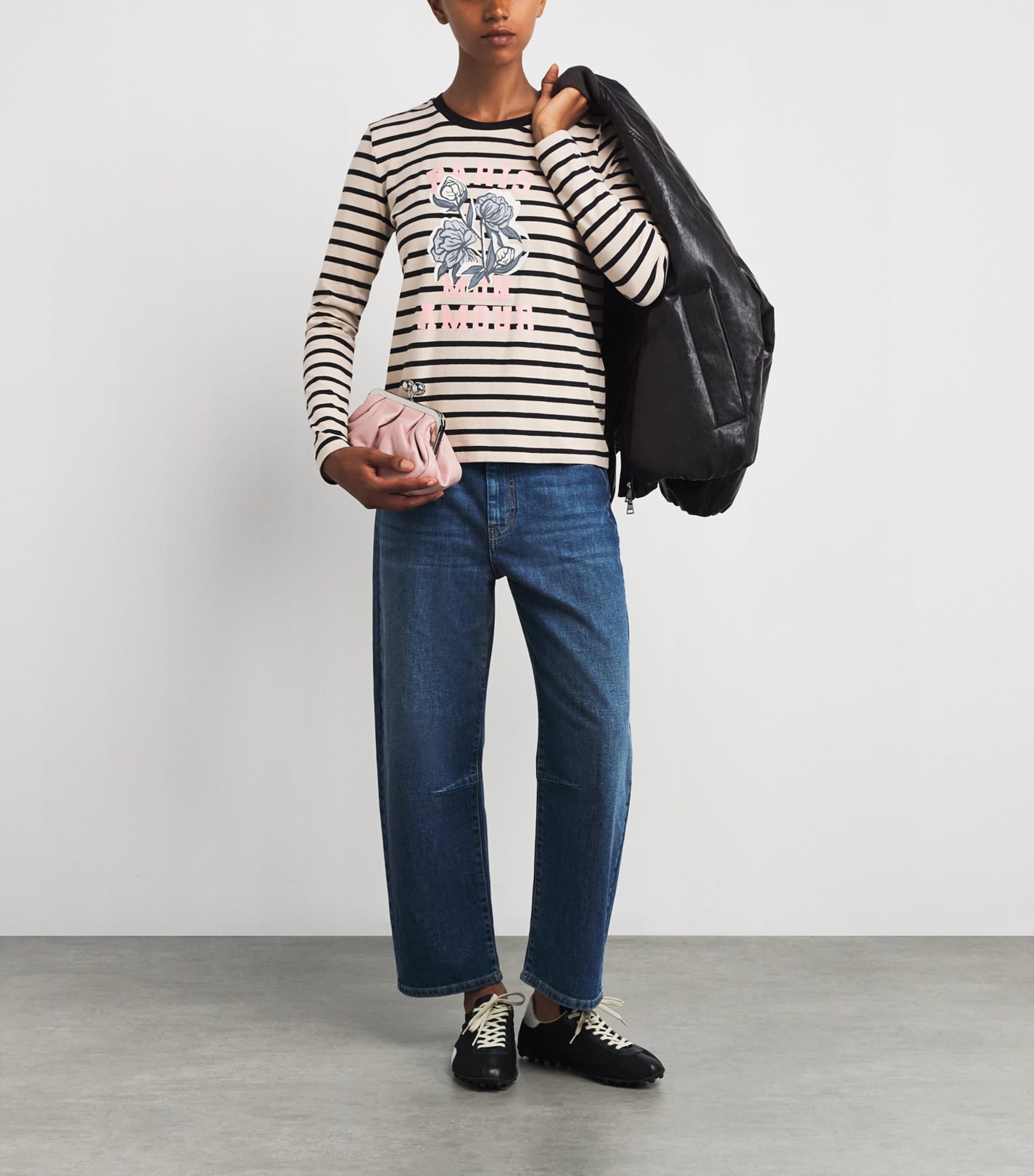 Weekend Max Mara Beige Stretch Cotton Paris Graphic Top