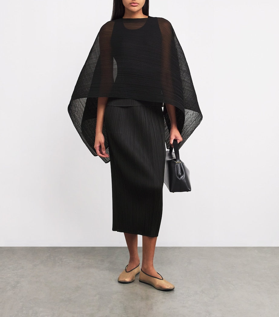 Pleats Please Issey Miyake Black Basics Midi Skirt