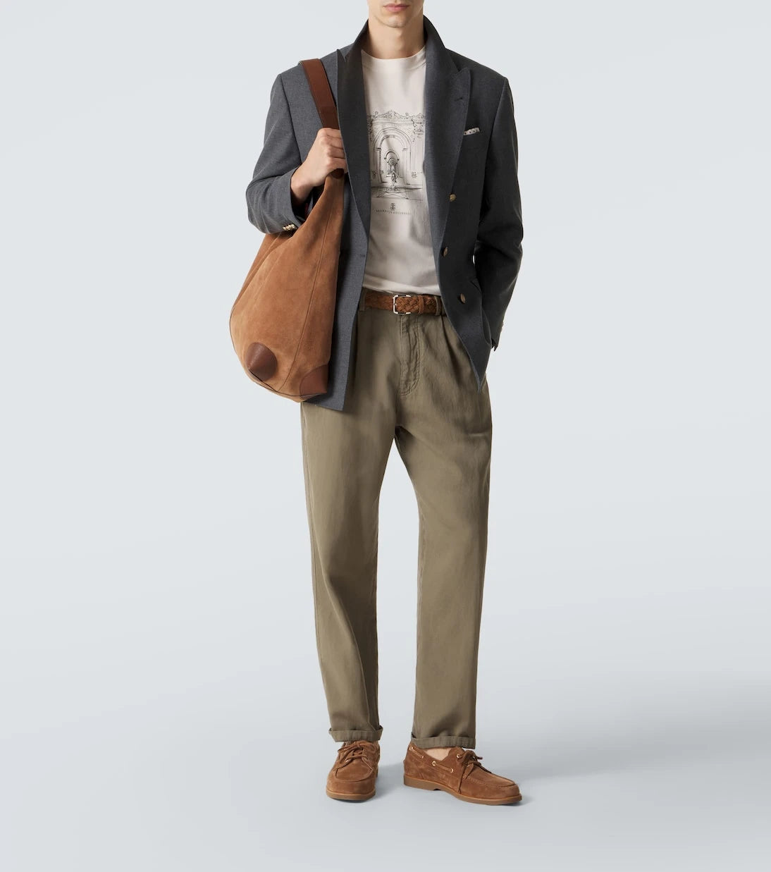 Brunello Cucinelli - تي شيرت جيرسيه من القطن المطبوع