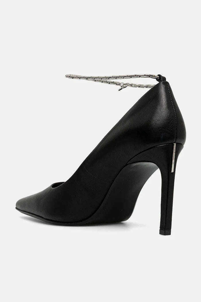Calvin Klein ESS STILETTO HDW CHAIN LTH 90 İnce Topuklu Deri Ayakkabılar