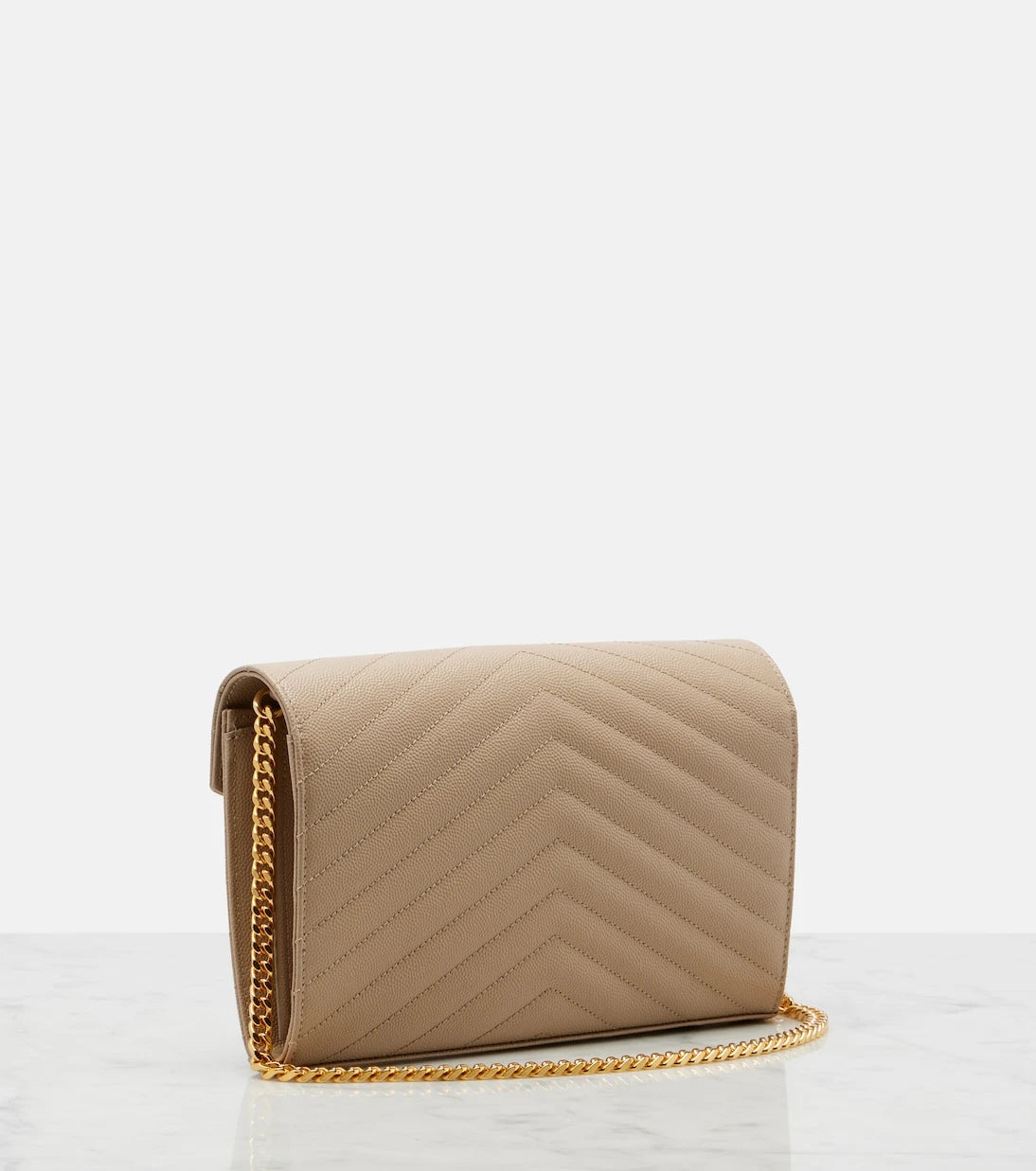 Saint Laurent - Cassandre matelassé leather wallet on chain