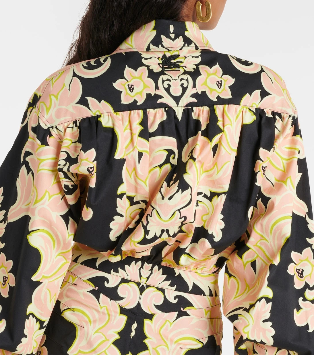 Etro - فستان قميص طويل من مزيج القطن المطبوع