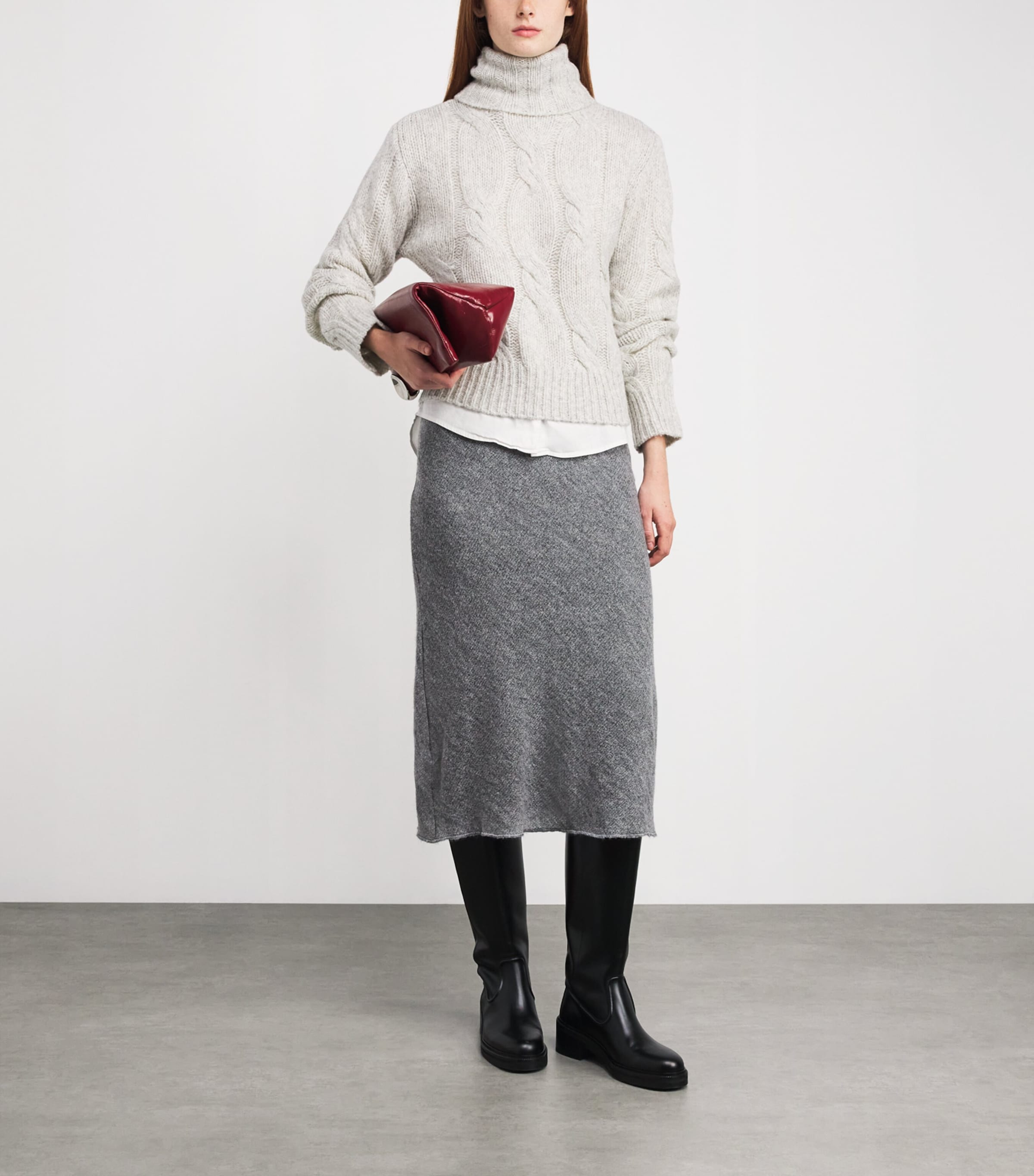 MAX&Co. Grey Jersey Midi Skirt