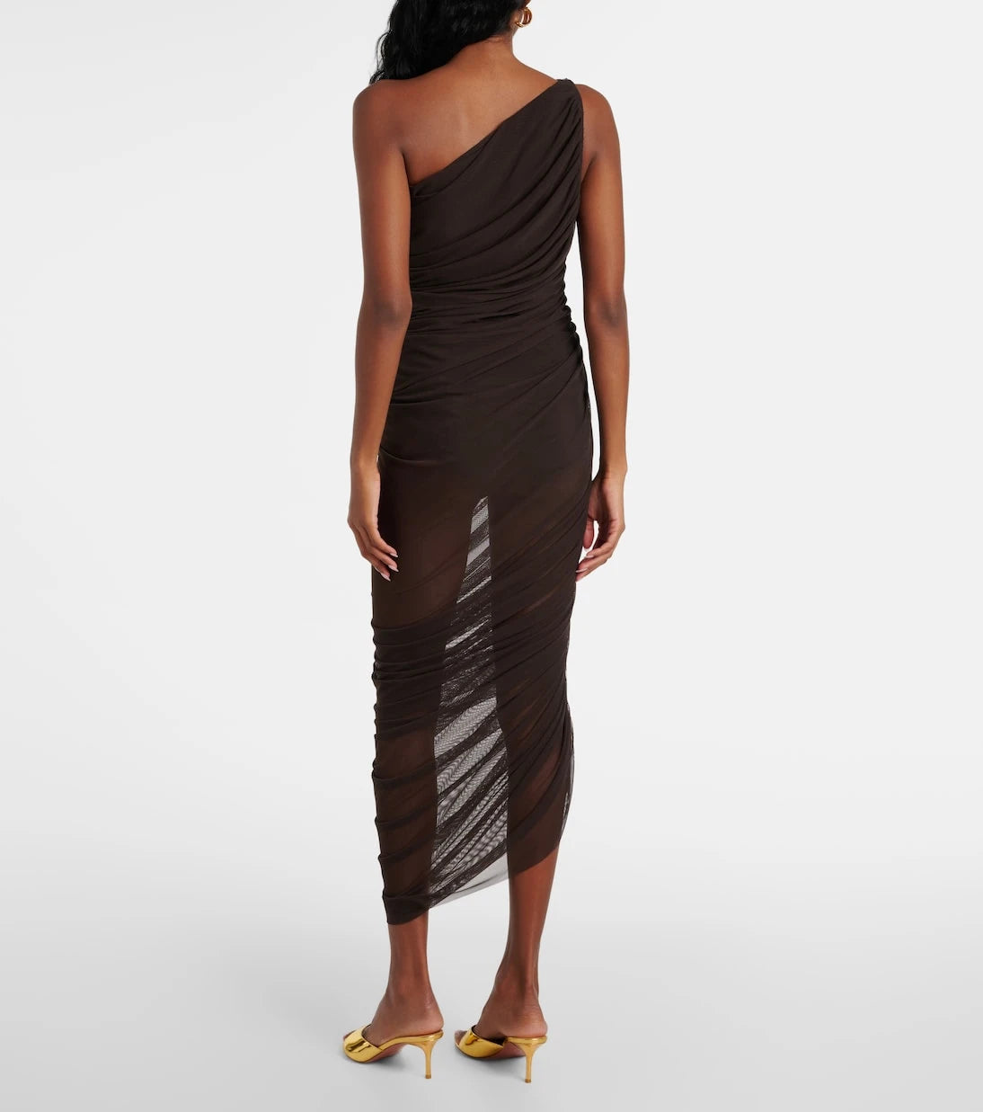 Norma Kamali - Ruched mesh midi dress