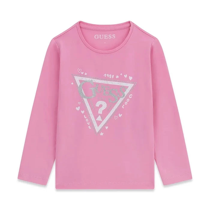Guess çocuklar için pamuk ve elastanlı uzun kollu bluz