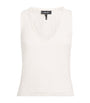 White Cotton-Linen Bouclé Tank Top